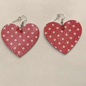 🆕Red/White Polka Dot ❤️Faux Leather Earrings